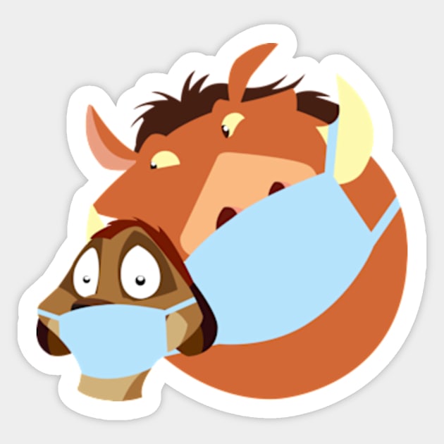 Timon Pumbaa with masks - Hakuna Matata Sticker by LuisP96